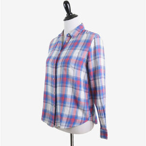 Madewell Size M Shrunken Ex Boyfriend Shirt Red Blue Plaid